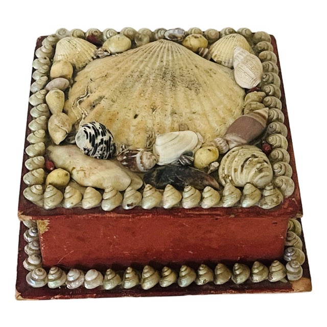 Antique British Colonial Sea Shell Sailors Valentines Box For Sale