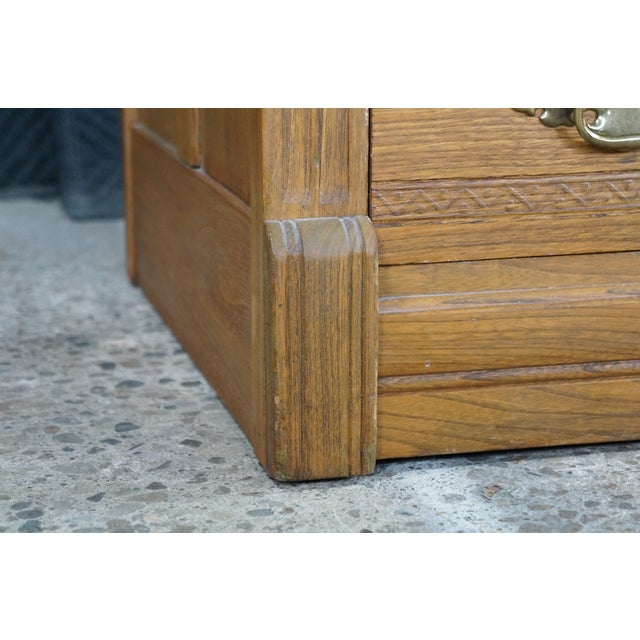 Antique Victorian Oak Two Drawer Lowboy Dresser Blanket Chest Tv Console Bench 43" For Sale - Image 10 of 17