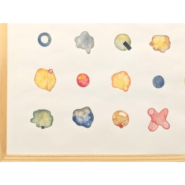 Yellow Tina Ruyi "Little Blobs" Contemporary Colorful Watercolor Geometric Dot Grid Painting, 2024 For Sale - Image 8 of 11