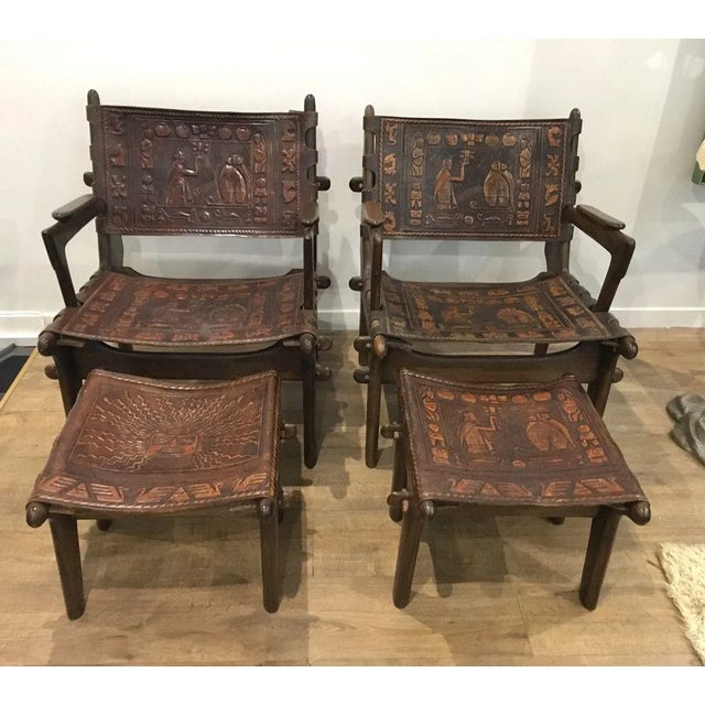 Brown Lounge Chair and Ottoman Set by Angel I. Pazmino for Muebles de Estilo, 1960s, Set of 4 For Sale - Image 8 of 13