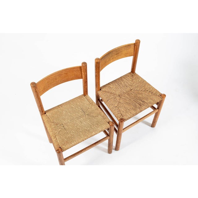 Mid Century Dutch Oak Wood and Rush Chairs by Johan Van Heuvel For Sale - Image 9 of 14