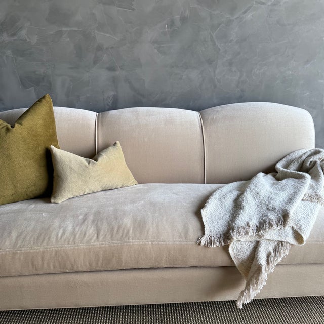 Custom Made Modern English Arm Sofa in Performance Linen Velvet - 86" For Sale In Los Angeles - Image 6 of 9