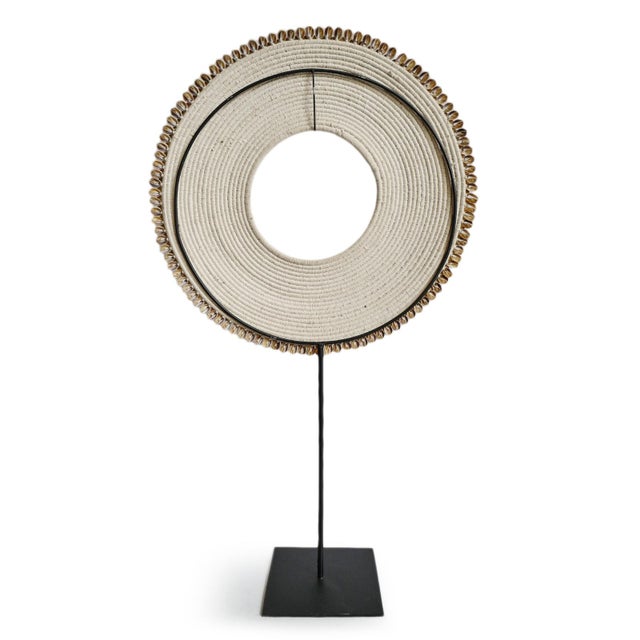 Modern Vintage Coastal African Cowry Shell Ring on Stand For Sale - Image 3 of 4