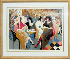 Isaac Maimon "Le Bistro Cafe" Hand Signed Serigraph Fine Art, Framed, Make Offer