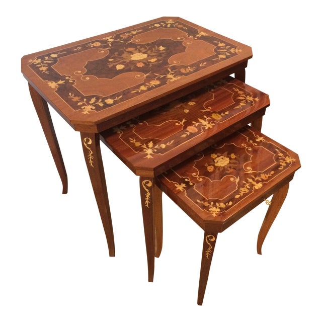 Vintage Italian Marquetry Inlay Nesting Tables Set of 3 Chairish