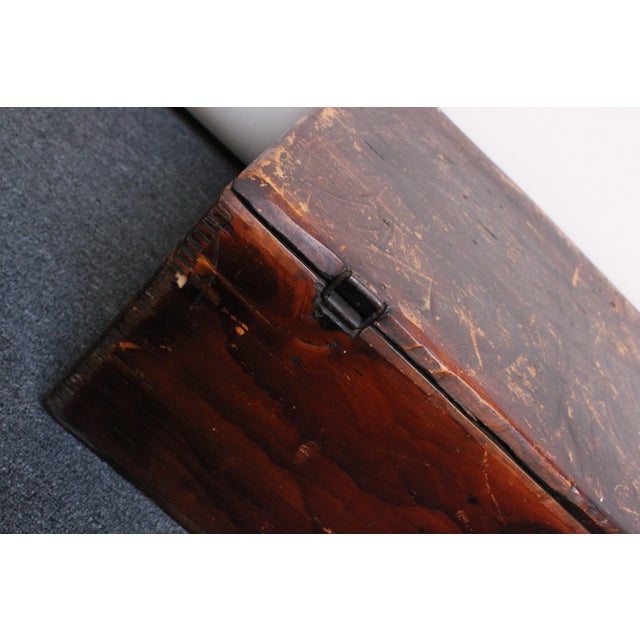 Early 19th Century Colonial Stained Maple Handmade Travel Trunk / Chest With Hinged Top For Sale - Image 12 of 13