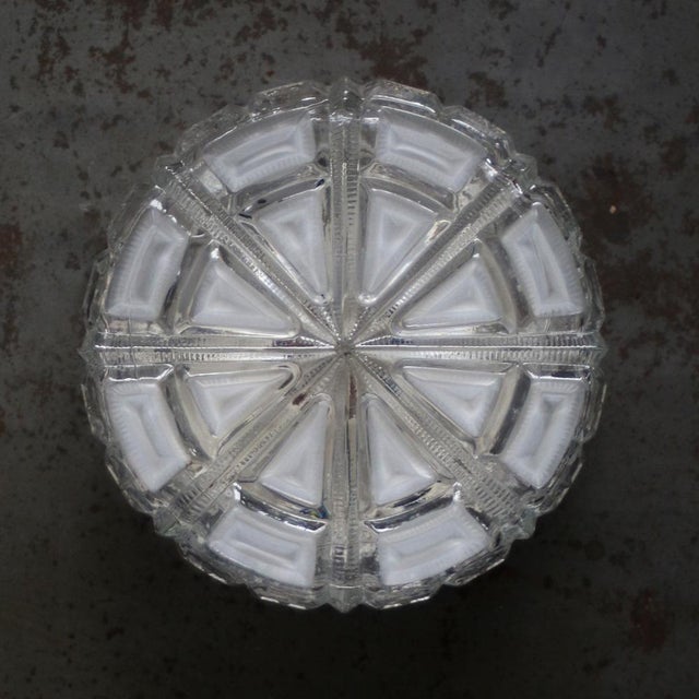 1960s Vintage Round Clear Glass Flush Mount For Sale - Image 5 of 8