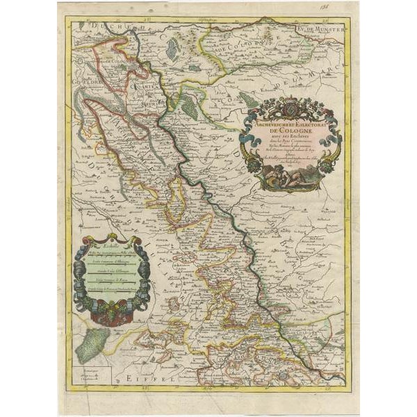 Antique map titled 'Archevesche et Eslectorat de Cologne avec ses Enclaves'. Original old map of the Archdiocese of...