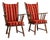 Pair of Dutch Oak Upholstered Armchairs Red France 1970s For Sale