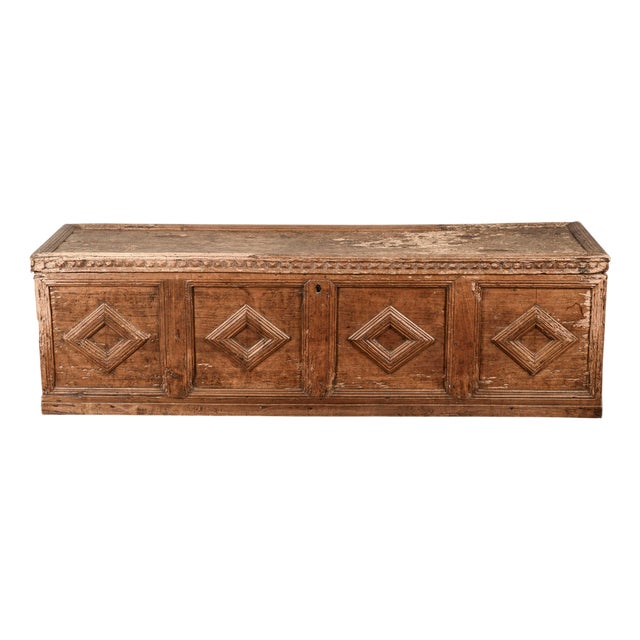 16th Century Fir Trunk with Diamond-Shaped Frames For Sale