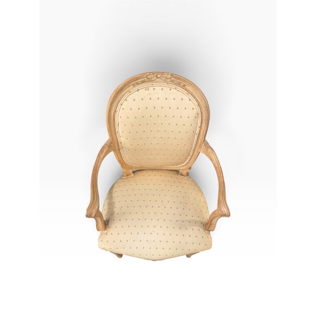 Late 20th Century Pair of Louis XVI Style Carved Wood Armchairs For Sale - Image 4 of 9