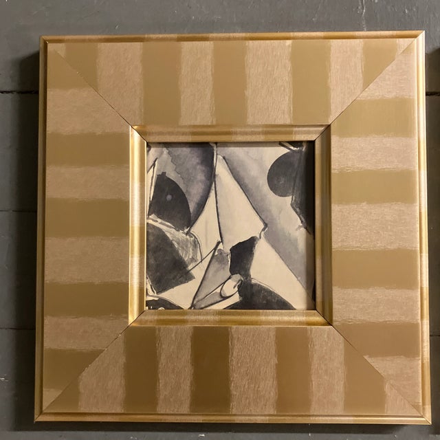 2 Original 5 x 5 watercolor paintings on paper unsigned Overall size with gilt striped frames is 11 x 11