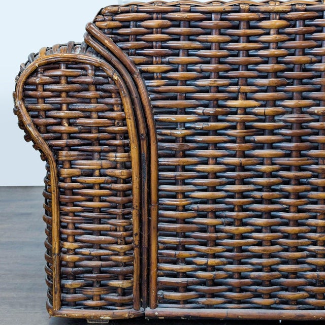 Ralph Lauren Woven Rattan Lounge Chair With White Cushions For Sale - Image 12 of 13