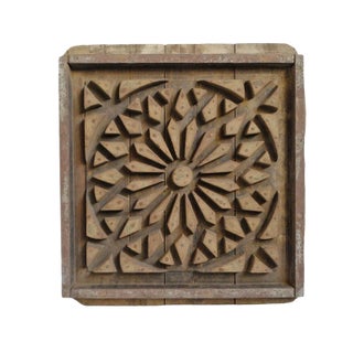 Antique Wood Print Block Panel For Sale
