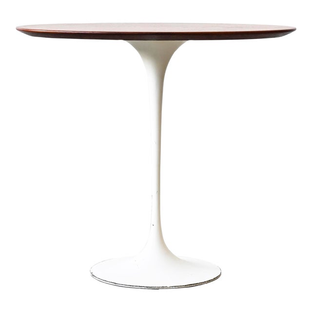 Vintage Tulip Side Table With Oval Walnut Top by Eero Saarinen for Knoll For Sale
