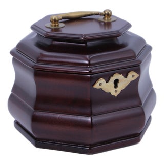 Virginia Metalcrafters Mahogany Octogonal Tea Caddy For Sale