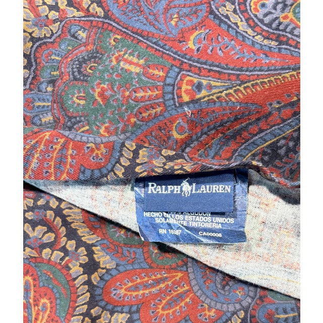 Maroon Vintage Ralph Lauren Paisley Ruffled Euro Shams-Set of 3 For Sale - Image 8 of 10