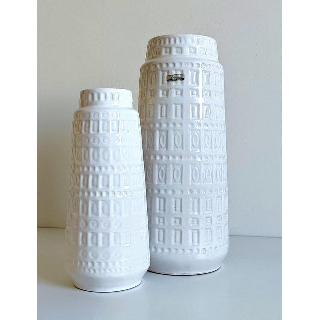 Mid-Century Modern West German White Glazed Ceramic Vases by Scheurich, 1950s, Set of 2 For Sale - Image 12 of 17