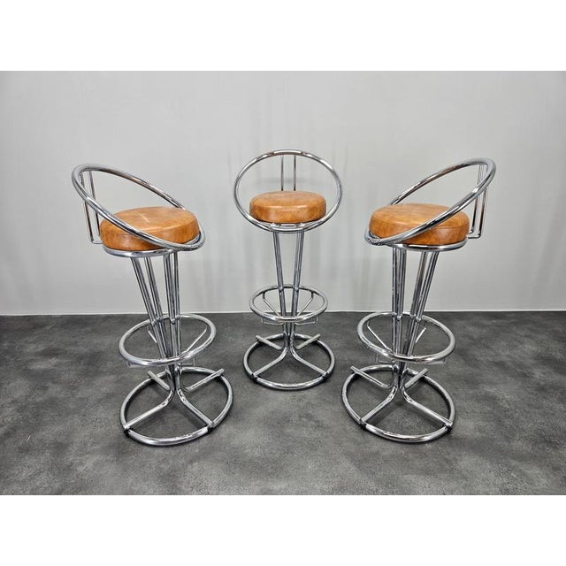 1970s Vintage Space Age Italian Bar Stools, 1970, Set of 3 For Sale - Image 5 of 14