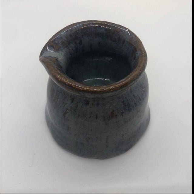 Vintage Petite Glazed Studio Pottery Creamer Vase, Artist Signed For Sale - Image 10 of 12