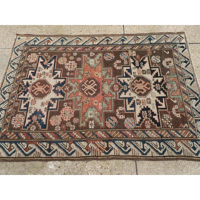 Galerie Shabab Collection Early 20th Century Caucasian Zeychur Kuba Throw Rug For Sale - Image 4 of 6