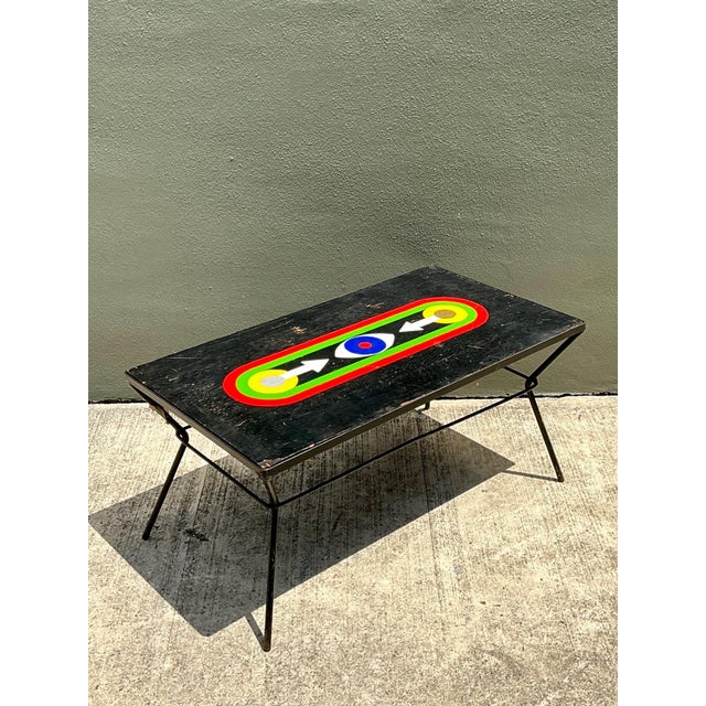 Vintage Geometric Painted Wood Table For Sale - Image 12 of 18