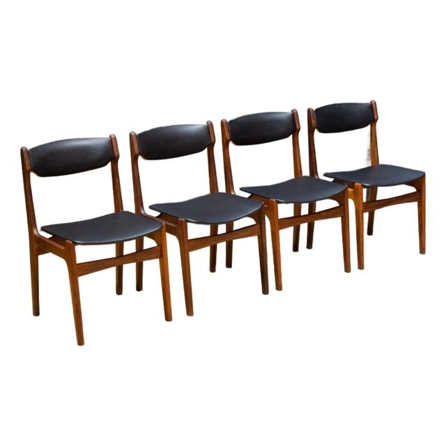 Mid-Century Eric Buch Reupholstered Teak Dining Chairs c.1960 For Sale