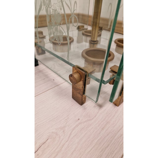 Umbrella Stand in Brass and Engraved Glass from Fontana Arte, 1950s For Sale - Image 9 of 16