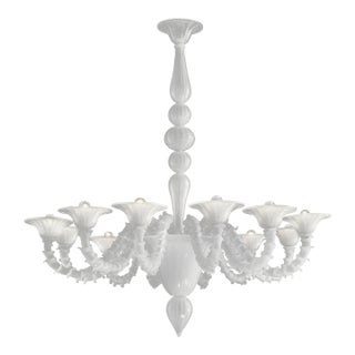 Contemporary White Rezzonico Murano Style Glass Chandelier For Sale