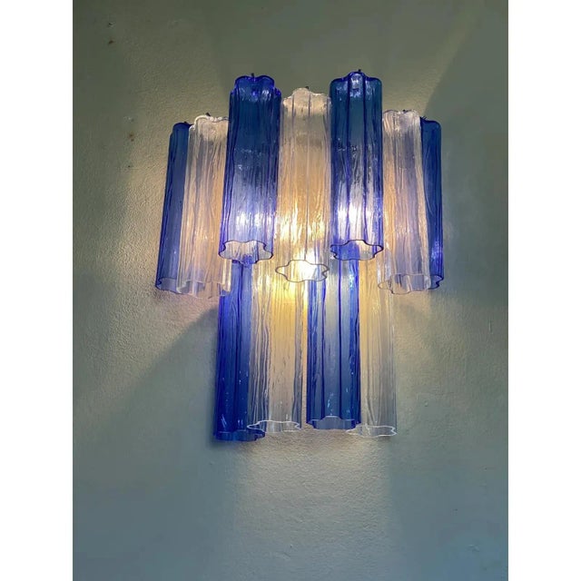 Blue Blue Bicolor Tronchi Wall Sconce in Venini Style by Simoeng For Sale - Image 8 of 9