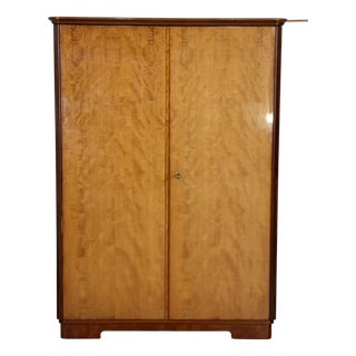 Vintage Art Deco Linen Wardrobe For Sale