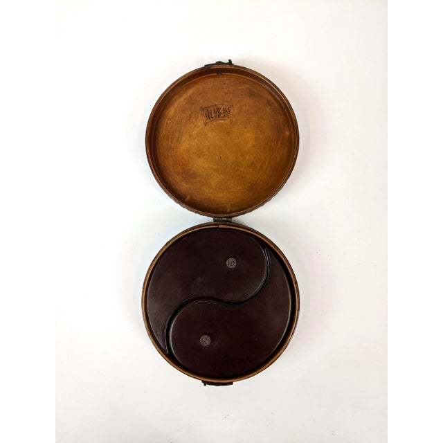 Chinese 20th Century Black Leather Yin Yang Jewelry Box For Sale - Image 3 of 5