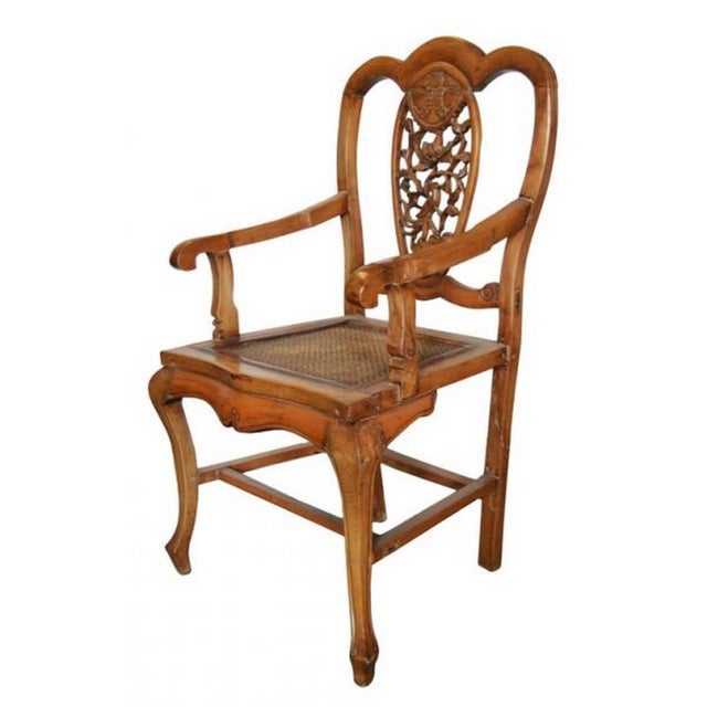 Chinese Antique 19th Century Chinese Carved Chair with Hand-Carved Pierced Splat For Sale - Image 3 of 9