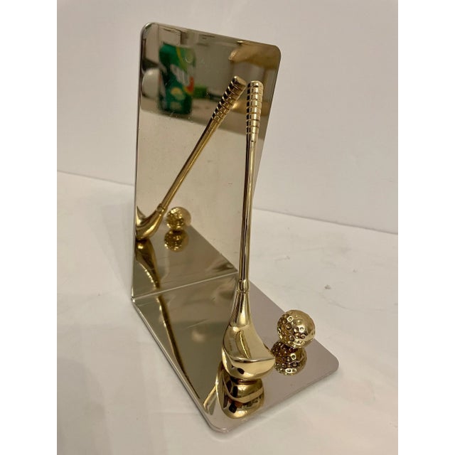 Metal Late 20th Century Brass & Chrome Golf Club Bookends - a Pair For Sale - Image 7 of 13