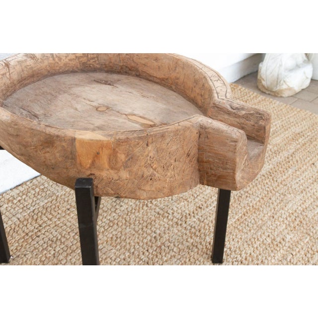 Rustic Modern Antique Bowl Table For Sale - Image 4 of 10