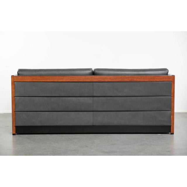 Art Deco Black Cowhide Leather and Wood 3-Seater Sofas from Schuitema, Set of 2 For Sale - Image 4 of 18