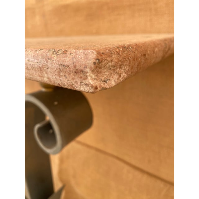 Iron + Marble French Art Deco Poillerat-Style Wall-Mounted Console Table For Sale - Image 9 of 18