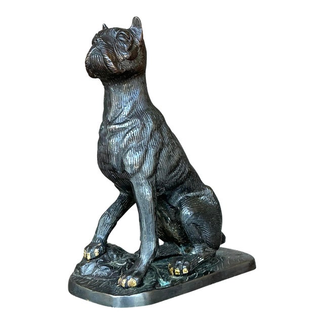 Vintage Boho Patinated Metal Dog For Sale
