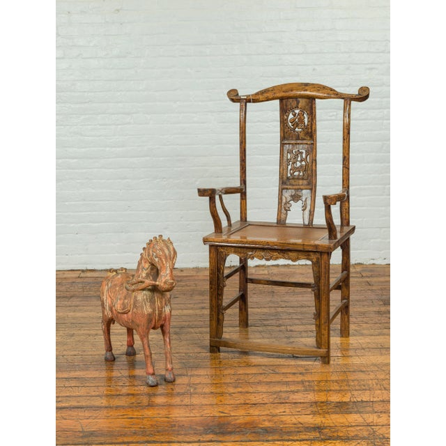 Mid 20th Century Small Vintage Indian Exterior Rust Colored and Carved Wooden Horse from Madras For Sale In New York - Image 6 of 13