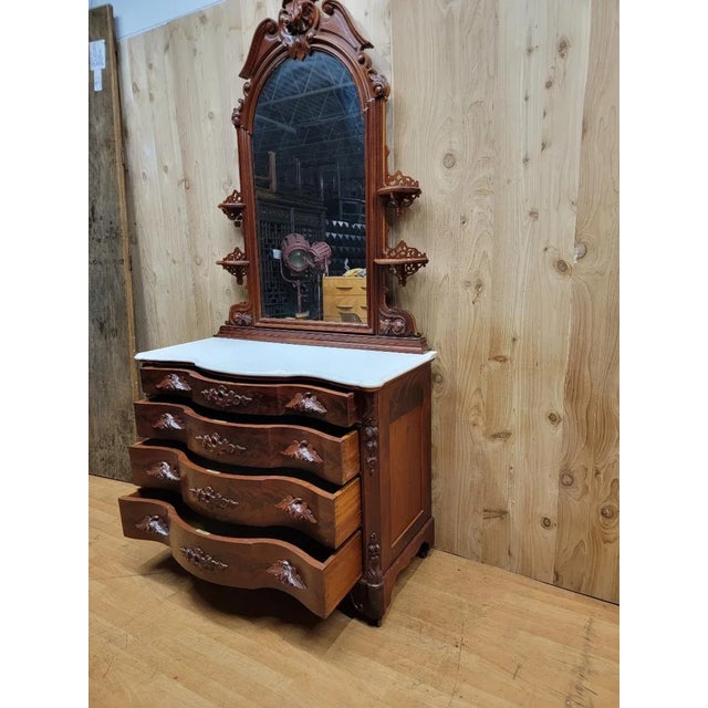 Antique dresser with mirror and shelves best sale