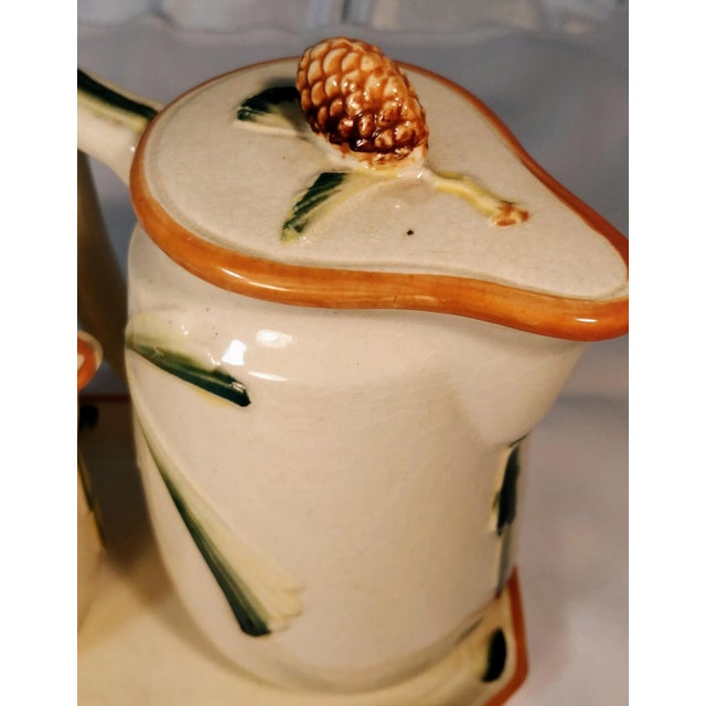 Shabby Chic Vintage Pinecone Pottery Pitcher Set For Sale - Image 3 of 13