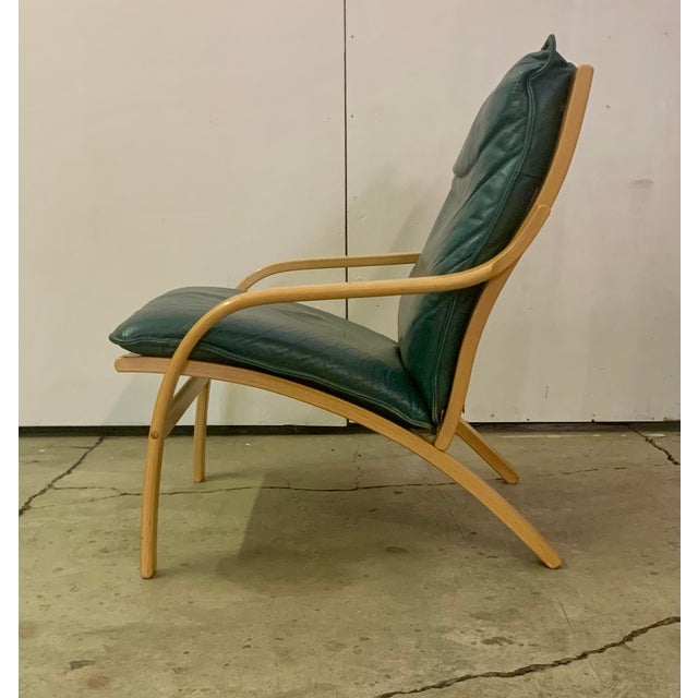 Mid-Century Modern 1960s Pair of Danish Modern Lounge Chairs in Bent Beech Wood Gray Leather Attributed to Stouby For Sale - Image 3 of 8