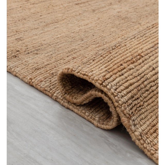 High Quality Hand Knotted Tan Camel Jute Loop Pattern Solid Rug 8x10Ft. For Sale - Image 11 of 12