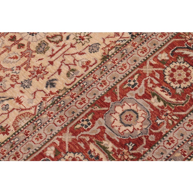1990s Shabby Chic Tan/Rust Wool Rug - 8'0'' X 9'9'' For Sale - Image 5 of 10