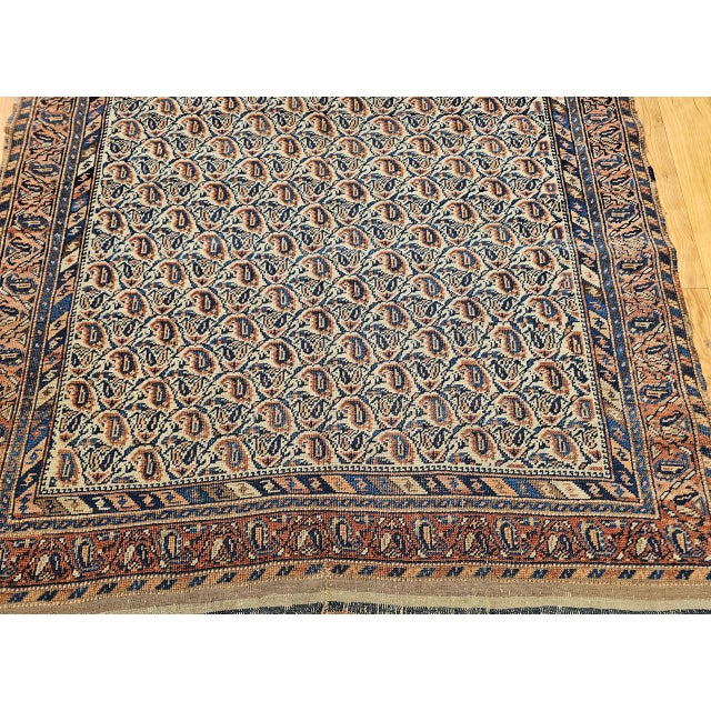 Late 19th Century Persian Afshar Tribal Rug, Hand-Knotted Wool, All-Over Paisley Geometric Pattern, Ivory & Brown, 4x6 For Sale - Image 14 of 18