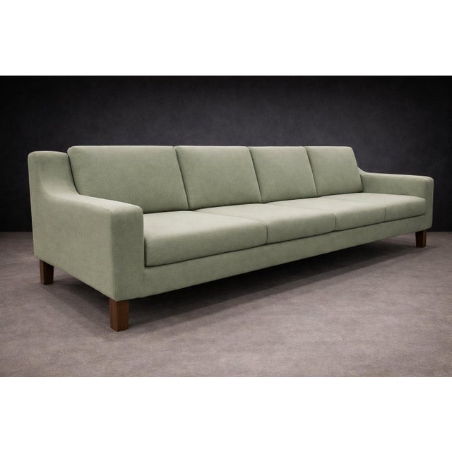 Green Sergio Rodrigues “Caola” Sofa in Brazilian Rosewood and Green Fabric, 1960s - Lot 125 For Sale - Image 8 of 13