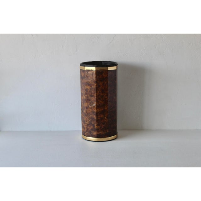 Mid-Century Modern Vintage 1970s Kraftware Nyc Faux Burl Wood Umbrella Stand Cane Holder For Sale - Image 3 of 18