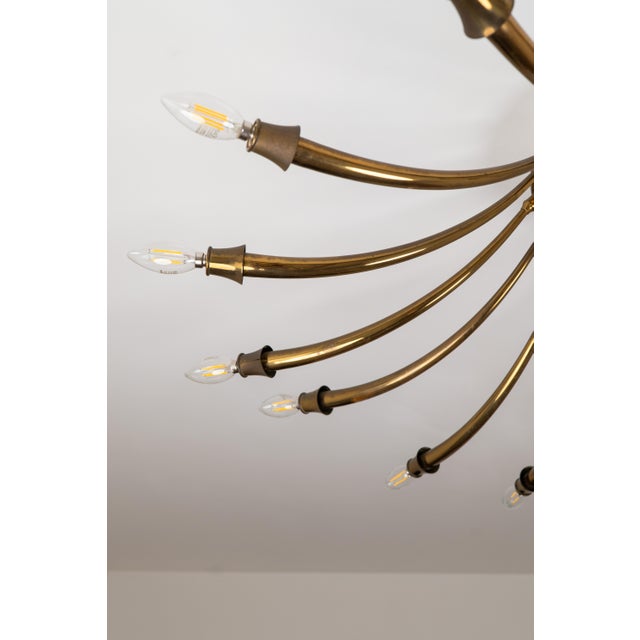 Gold Large 16 Lights Ceiling Lamp by Oscar Torlasco for Lumi, 1950s For Sale - Image 8 of 14