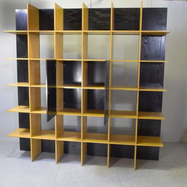 Grid Bookcase in Ash and Black Lacquer by Roberto Pamio & Renato Toso for Stilwood, 1970s For Sale - Image 4 of 15