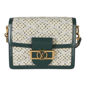 Green Quilted Denim Printed Monogram Mini Dauphine